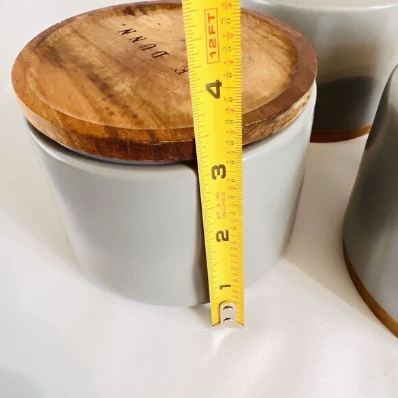 Rae Dunn SPICE BBQ RUB Cellar Wooden Lid Set of 3 Canister Stackers Stackable - Picture 9 of 9